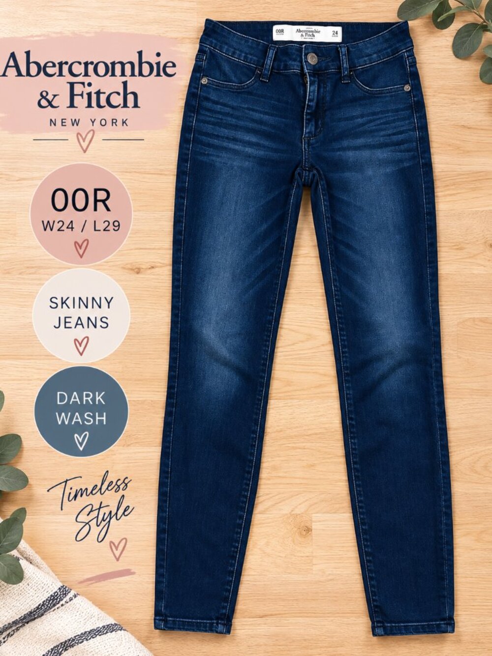 Abercrombie & Fitch Dark Wash Skinny Jeans â Size 00R / 24